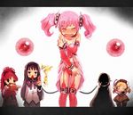  akemi_homura alternate_costume babydoll bare_shoulders black_hair blonde_hair blood blush boned_meat bow_(bhp) cellphone closed_eyes connect_(madoka_magica) detached_sleeves drill_hair dullahan eating embarrassed eyes food garter_belt headless kaname_madoka kyubey letterboxed lingerie long_hair mahou_shoujo_madoka_magica mami_mogu_mogu meat miki_sayaka multiple_girls nosebleed open_mouth panties parody phone pink_hair ponytail red_hair sakura_kyouko severed_head short_hair spoilers tomoe_mami twin_drills twintails underwear 