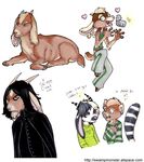  &hearts; almalthia anthro can dialogue ear_piercing earring female feral goat green_eyes heterochromia holly_massey hooves horns lemur looking_at_viewer piercing snape tail 