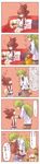  1boy 1girl 5koma bad_id bad_pixiv_id blush brown_hair comic couch couple egg gen_5_pokemon green_hair hands_on_shoulders height_difference hetero highres hug kabocha_torute lilligant n_(pokemon) no_hat no_headwear pokemon pokemon_(creature) pokemon_(game) pokemon_bw ponytail proposal shorts sitting surprised touko_(pokemon) translated whimsicott 