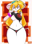 blonde_hair bracelet breasts chubby female gears_of_war hair hairband jewelry long_blonde_hair long_hair looking_at_viewer mouse navel nipples panties red_eyes rodent ronzo_murphy shirt_lift shonuff skimpy solo squeek standing underwear white wide_hips 