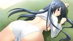  ass black_hair blue_eyes blush breasts game_cg ikegami_akane panties saran_takamizawa underwear wet with_ribbon 