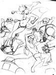  action canine couple david_a_cantero fanservice_fox female fight fox male modest_mouse robot rodent sketch superhero 