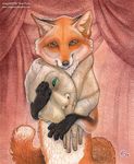  2006 canine female fox fur green_eyes human_skin macabre satire skin skinsecution solo stole tiina_purin yellow_eyes 