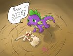  dragon friendship_is_magic green_eyes male my_little_pony pain scrolls spike_(mlp) spit text 