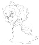 androgynous animal_ears cat_ears cat_tail d@i fang greyscale hunter_x_hunter monochrome neferpitou short_hair solo tail 