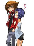  boy_and_girl closed_eyes eyes_closed heart hearts lovers slifer_red_uniform yu-gi-oh! yu-gi-oh_gx yubel yuki_judai yuu-gi-ou yuu-gi-ou_gx yuuki_juudai 