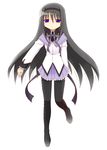  akemi_homura bad_id bad_pixiv_id black_hair hairband highres hinata_mirun long_hair magical_girl mahou_shoujo_madoka_magica pantyhose purple_eyes school_uniform solo 