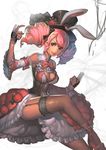  animal_ears bad_id bad_pixiv_id breasts bunny_ears bustier character_request claw_(weapon) cleavage detached_sleeves dress drill_hair fishnet_legwear fishnets frilled_legwear frills garter_straps garters hat lace lace-trimmed_thighhighs large_breasts latale legs lingerie pink_hair repi solo thighhighs thighs top_hat twin_drills twintails underwear weapon 