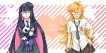  ;p glasses one_eye_closed panty_&amp;_stocking_with_garterbelt panty_(character) panty_(psg) school_uniform stocking_(character) stocking_(psg) tongue tongue_out wink 