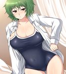  bad_id bad_pixiv_id breasts green_hair inaho kazami_yuuka large_breasts one-piece_swimsuit red_eyes short_hair solo swimsuit touhou 