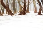  brown_hair forest nancy_zhang nature peeking_out skirt snow solo tree where_the_wild_things_are 