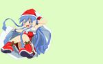  blue_eyes blue_hair christmas hat ikamusume pman_(kazumi) shinryaku!_ikamusume 