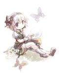  black_hairband bug butterfly chibi dollar ghost hairband hitodama insect konpaku_youmu konpaku_youmu_(ghost) short_hair solo touhou vest white_hair 