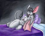  bat bed breasts female grey nipples nude silentravyn solo translucent wings 