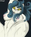  blue_hair breasts cat feline female hair nude solo target_(artist) white 