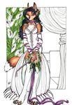  acacia bouquet bride canine collar devilish dress female flowers fox melissa_o&#039;brien solo stockings wedding wedding_dress white 