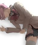  hossi kaname_madoka lying mahou_shoujo_madoka_magica mitakihara_school_uniform on_side pink_hair school_uniform short_hair short_twintails solo thighhighs twintails zettai_ryouiki 