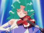  animated animated_gif aqua_hair bishoujo_senshi_sailor_moon cap elbow_gloves eyes_closed gif gloves instrument kaiou_michiru lowres screencap violin wavy_hair 