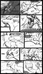  comic cynder demon dragon english_text female fight greyscale hi_res kayla-na mel_the_hybrid monochrome spyro_the_dragon text video_games violence 