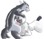  absol ambiguous_gender blush chest_tuft claws cum fangs fellatio male mightyena oral oral_sex pok&eacute;mon pok&eacute;morph red_eyes saliva sex tail unknown_artist white 
