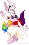  bandage blood bra female heterochromia holly_massey lock_(character) rainbow solo tongue white_background 