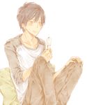  blush food ice_cream kaito male_focus pants solo vocaloid yuzuko 