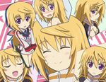  ^_^ angry bad_id bad_pixiv_id blonde_hair blush charlotte_dunois closed_eyes embarrassed expressions infinite_stratos jacket long_hair open_mouth purple_eyes reverse_(bluefencer) school_uniform short_hair smile track_jacket v_arms 