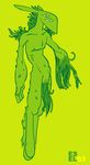  2003 alien ambiguous_genitalia chris_goodwin cubist digitigrade green hooves navel solo surreal tentacles what 