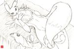  bed canine chest_tuft digimon female fluffy fox kitsune_netsuki nude reclining renamon sketch solo 