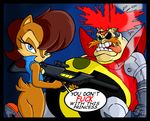  blue_eyes chad_the_cartoon_nut chadthecartoonnut chipmunk dead dialog dialogue dr._robotnik female gun human looking_at_viewer male mammal ranged_weapon rifle robotnik rodent sally_acorn sega sonic_(series) squirrel text weapon 