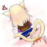  anger_vein animal_ears blonde_hair cat_ears cat_tail chibi extra_ears hoshizuki_(seigetsu) kemonomimi_mode mizuhashi_parsee puru-see scarf solo tail touhou 