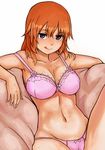  :q bad_id bad_pixiv_id blue_eyes blush bra breasts charlotte_e_yeager cleavage large_breasts lingerie long_hair navel orange_hair panties shibasaki_shouji sitting smile solo strike_witches sweat sweatdrop tongue tongue_out underwear underwear_only world_witches_series 