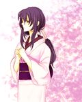  female hiyokokko japanese_clothes kimono long_hair lowres ponytail purple_eyes purple_hair rurouni_kenshin selvaria_bles solo yukishiro_tomoe 