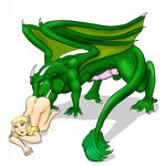  ashwolves5 balls blonde_hair dragon elf erection female feral green green_scales hair knot male oral penis plain_background rimming straight sytheras white_background wings 