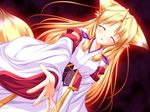  blonde_hair blush foxgirl game_cg inakoi japanese_clothes kamishiro_mutsuki long_hair tenmaso whirlpool 