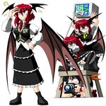  :&lt; ? bat_wings black_legwear blue_eyes camera commentary_request evil_grin evil_smile golf_club grin head_wings hiding kieyza koakuma multiple_girls multiple_persona paparazzi pink_eyes pointy_ears power-up red_eyes shaded_face shameimaru_aya sharp_teeth smile teeth thighhighs touhou wings yellow_eyes you_gonna_get_raped 