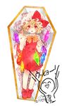  bad_id bad_pixiv_id blonde_hair bow bowtie coffin dress flandre_scarlet glass hat miyako_(xxxbibit) red_eyes short_hair solo tears touhou wings 