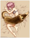  bed bra canine dog eye_patch eyewear female feral german_shepherd kayiko lying mammal non-anthro on_side underwear 