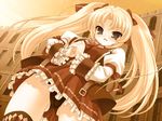  1girl character_request christina_kafka game_cg mahou_shoujo_no_taisetsu_na_koto meromero_cute outdoors panties sepia skirt solo source_request thighhighs twintails underwear youta 