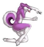  2008 balls bushy_tail canine claws dog fluffy hindpaw husky looking_at_viewer lying male nude on_side paws playful purple purple_eyes solo spottyjaguar tail tongue white 