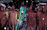  aqua_eyes aqua_hair candle coat cthulhu_mythos hatsune_miku hood long_hair maxgonta necktie snow solo_focus the_festival_(lovecraft) twintails very_long_hair vocaloid 