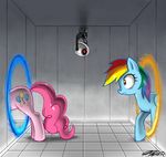  balloons blue_fur camera equine female feral friendship_is_magic fur glados hair horse how? john_joseco mammal meme multi-colored_hair my_little_pony pink_eyes pink_fur pinkie_pie_(mlp) pony portal portal_(series) rainbow_dash_(mlp) rainbow_hair valve 