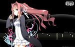  black floating_hair headphones highres long_hair microphone original pink_hair ponytail solo very_long_hair wallpaper yuuki_eishi 