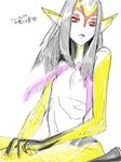  blue_submarine_no_6 breasts female monster monster_girl monstergirl mutio nipples plain_background pointy_ears red_eyes sketch solo unknown_artist white_background yellow_skin 