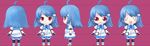  :3 ahoge artist_request belt bili_girl_22 bilibili_douga blue_hair blush_stickers concept_art fingerless_gloves gloves hair_ornament multiple_persona necktie nendoroid o_o open_mouth red_eyes 