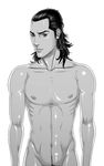  1boy black_hair character_request gantz kato_masaru male male_focus masaru_kato monochrome muscle nude solo 
