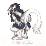  anus back breasts butt butt_grab crouching digitigrade epicwang feathers female grin looking_back on_haunches open_mouth prehensile_clitoral_hood presenting pussy rain_silves raised_tail sergal side_boob solo tail tongue 