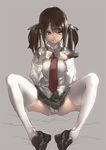  aro_(charged_time_out) bad_id bad_pixiv_id brown_eyes brown_hair derivative_work loafers necktie original panties photo-referenced school_uniform shoes sitting skirt solo spread_legs thighhighs twintails underwear 