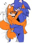 anthro bed canine duo fox gay hedgehog male mammal miles_prower plain_background sega sonic_(series) sonic_the_hedgehog sweat white_background 