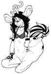  &hearts; antlers bottomless bra chival choker cleavage ear_piercing female holly_massey horns piercing solo stripes taur 